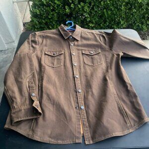 Jeremiah Sueded  Shirt/Jacket with snap buttons. Brown, XL